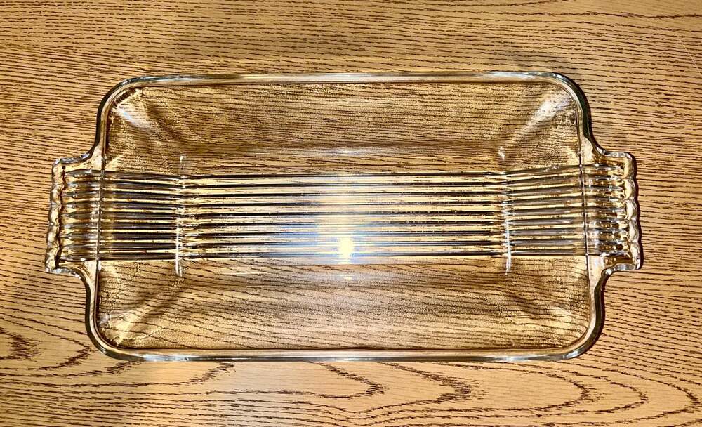 Vintage Hazel Atlas Clear Glass Relish Tray – Rectangular with Ribbed Handles, 1